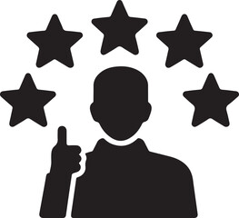 Silhouette vector of customer review stars. Ideal for feedback, ratings, service quality, and review-related design projects.