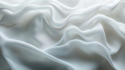 Elegant waves of white silk fabric with soft folds and fluid texture