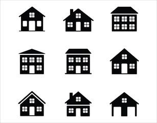 Flat Home Icons Collection – Silhouette Style