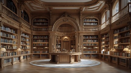 Obraz premium Impressive archway bookcases classic style high resolution picture