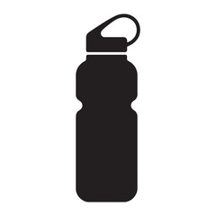 Black water bottle silhouette illustration on white background reusable container for hydration and fitness