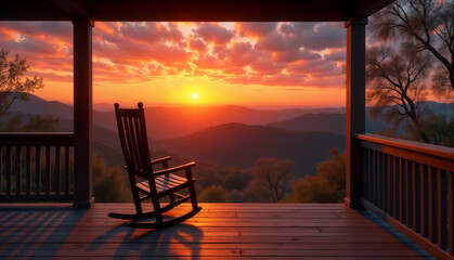 Serene Sunset View from a Porch