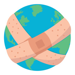 Earth with crossed bandages. Vector