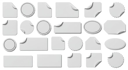 Collection of Blank Gray Stickers and Labels