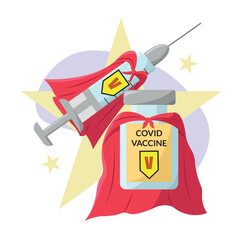 Covid vaccine superhero concept. Vector