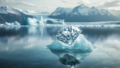 Icy Glacier Landscape with Mountain Reflection
