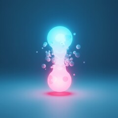 Glowing Pink And Blue Spheres With Particles