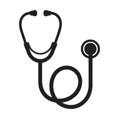 Medical Stethoscope Instrument for Healthcare Examination Diagnostic Tool with Curved Tubing on White Background