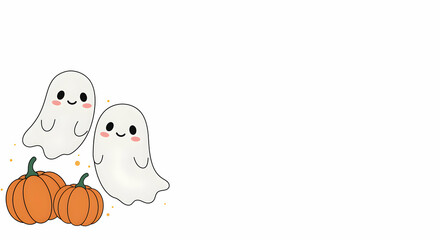 Cute Halloween Ghosts and Pumpkins