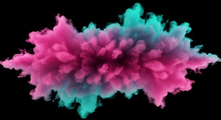 Pink And Cyan Color Smoke Explosion Abstract Background