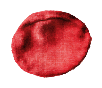 Abstract red fabric circle with textured surface, cut out - stock png.