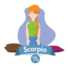Scorpio zodiac redhead girl. Vector