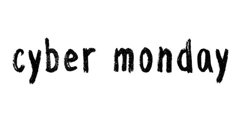 Сyber monday lettering Handwritten word Modern brush calligraphy Template for marketing ad, print, web, banner, poster, flyer Ink illustration