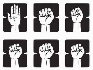 Fototapeta premium Hands raised in protest graphic illustration