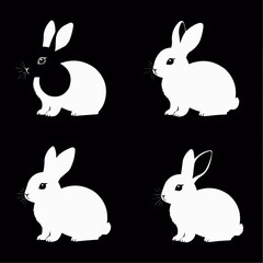 Fototapeta premium Four Silhouetted Rabbits Patterned on Neutral Background