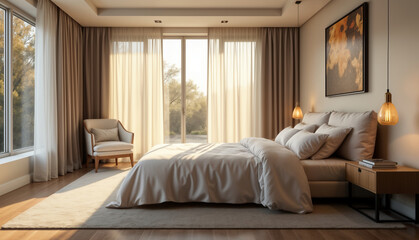 Stylish Modern Bedroom with Natural Light