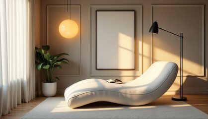Stylish Modern Living Room with Unique Chaise Lounge