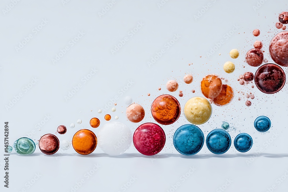 Poster abstract array of colorful spheres on light background