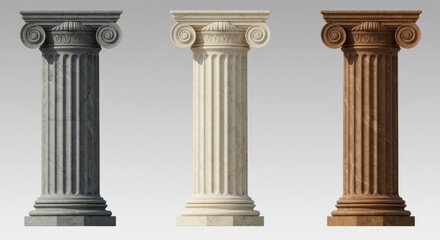 Obraz premium Three Classical Stone Columns in Grey Beige Brown