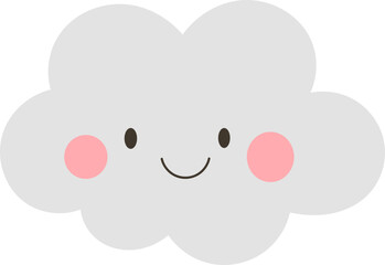 A cartoon-style cloud with a simple smile and rosy cheeks, conveys a friendly and lighthearted atmosphere, perfect for many projects.