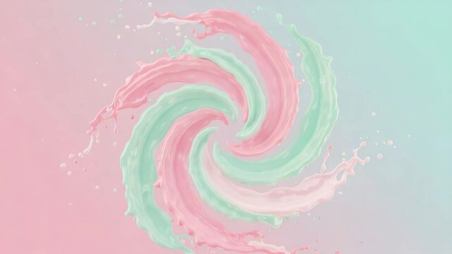 Swirling ice cream splash background, sweet and energetic, with pastel pink and mint cream patterns