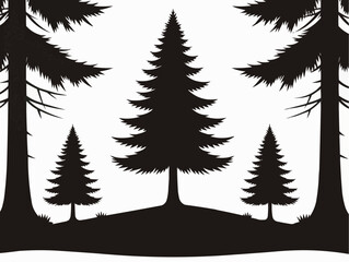 Fototapeta premium pine tree stand silhouetted on a hill