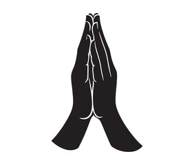 Praying hands silhouette vector. Minimalist prayer symbol design.