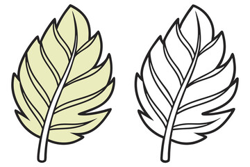 Obraz premium Two leaf outlines are side by side, one filled with color and one without