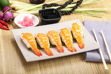 Japanese cuisine - sushi with prawn