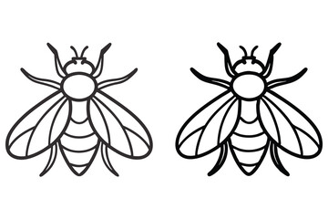 Two simple bee outlines face forward with wings and legs visible on white