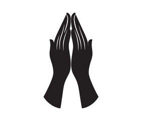 Praying hands silhouette vector. Minimalist prayer symbol design.