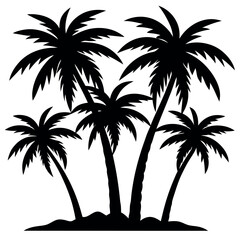 plam trees silhouette, plam trees vector illustration set