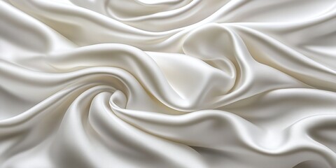 Obraz premium Elegant Draped Cream Silk Fabric Texture Background Soft Luxurious Waves