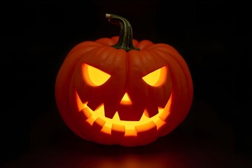Fototapeta premium Halloween Jack O’ Lantern with Evil Grin on White Background