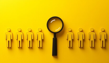 A lettering template job vacancy is available, presented on a background that includes a magnifying glass, embodying the concept of business recruitment