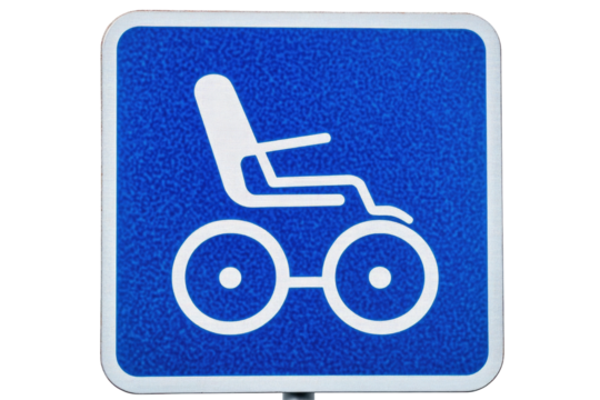 Accessible Wheelchair Symbol on Blue Background for Inclusive Spaces on transparent background