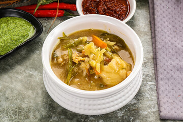 Chinese wonton soup with dumplings