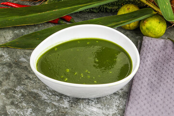 Green spinach cream vegan soup