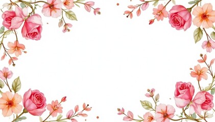 Fototapeta premium Delicate watercolor floral pattern on white background, elegant, art, pastel