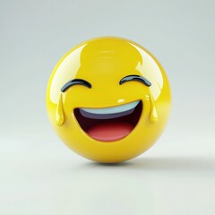 Fototapeta premium Bright Yellow Laughing Emoji with Tears of Joy 