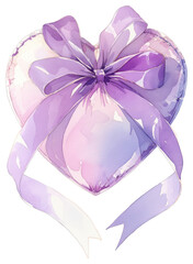 PNG Purple coquette heart illustration watercolor ribbon.