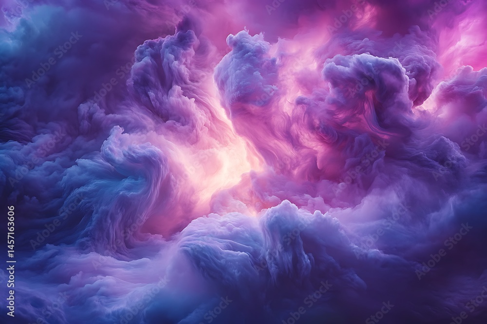 Poster dreamy cloudscape in purple and pink tones abstract background texture with soft smoke formations an
