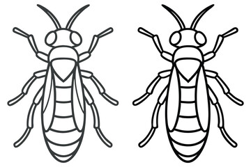 Two outlined wasp icons stand side by side on a white transparent background