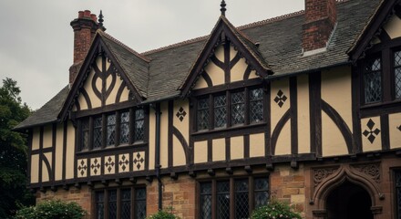 Fototapeta premium Tudor Style Timber Framed House Exterior