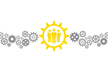 Team Leadership Gear with Group Icon and Cogwheels. Transparent background.jpg