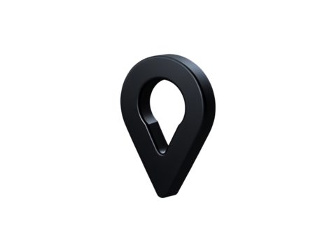 Black location pin showing position isolated on white background PNG - Powered by Adobe