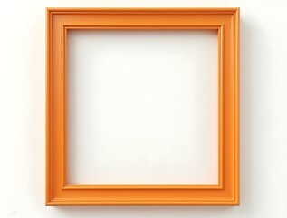 Fototapeta premium Vertical orange frame against a white wall. Copy space for your content. Template for photo, image, picture on wall. Blank wall for design.