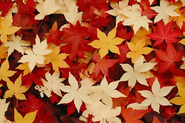 Autumn's Colorful Maple Leaves A Stunning Ground Cover of Red Orange and Yellow Foliage
