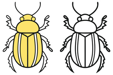 Two beetles are placed together with one in yellow color over white