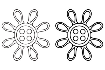 Two simple stylized flower shapes show rounded petals and circles, ideal for coloring books